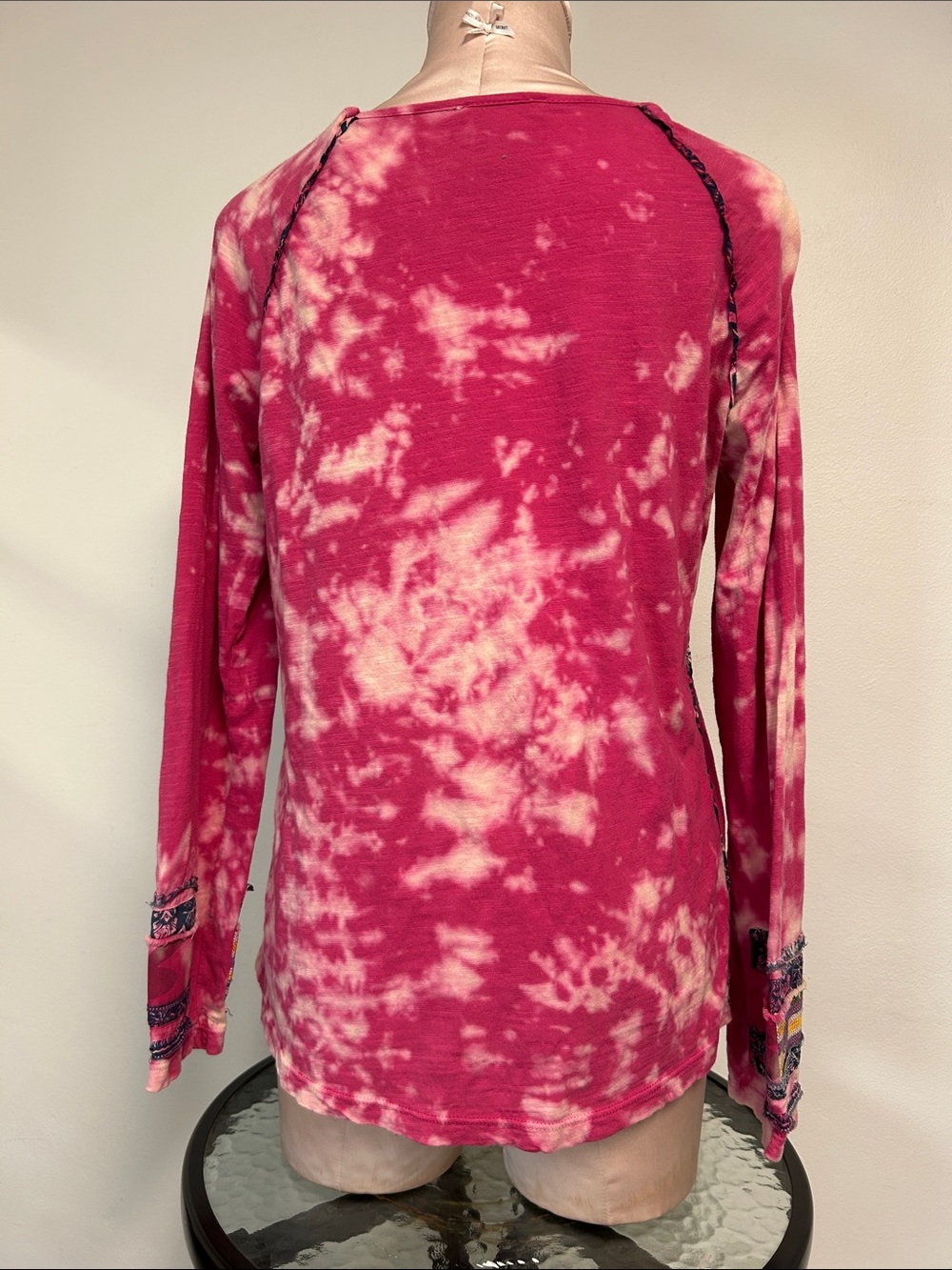 Sundance Boho Earthy Tie Dye Long Sleeve Distressed Embroidered Tee Womens S - Picture 11 of 15